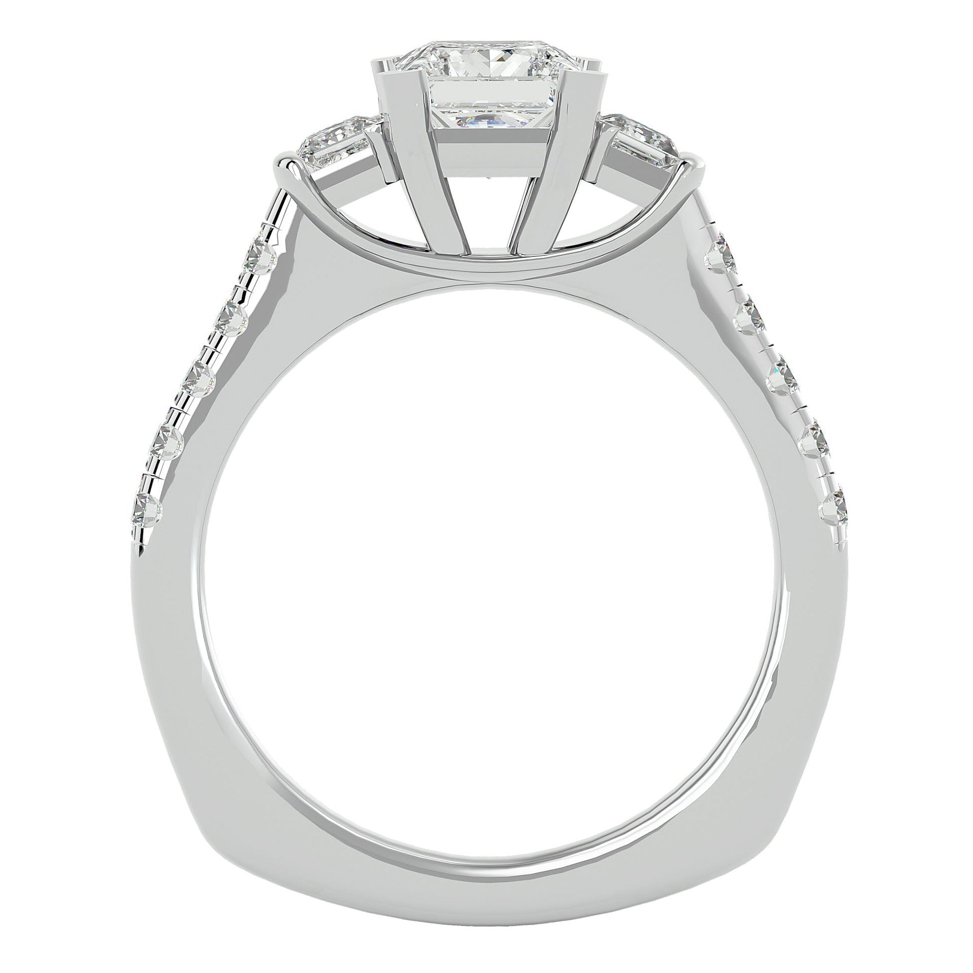 Inel de Logodnă cu Trei Diamante Naturale In Forma De Prințesă de 1.72 ct din Platina - Castelo.ro