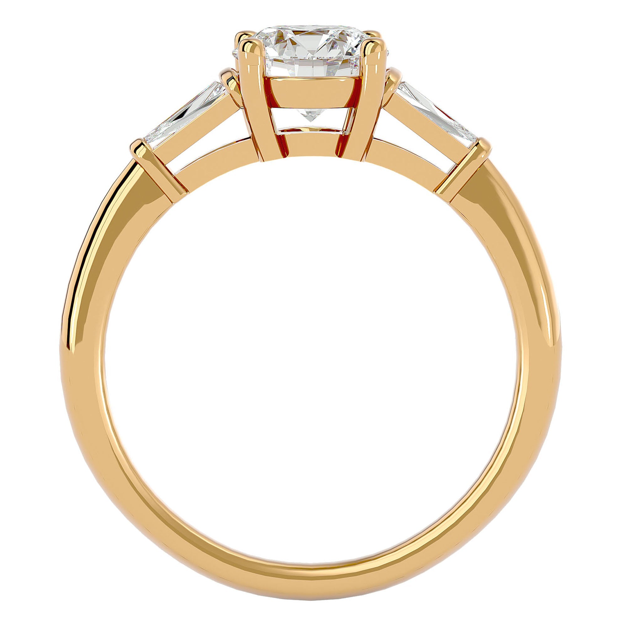Inel de Logodnă cu Trei Moissanite de 1.22 ct din 18k Aur Galben - Castelo.ro