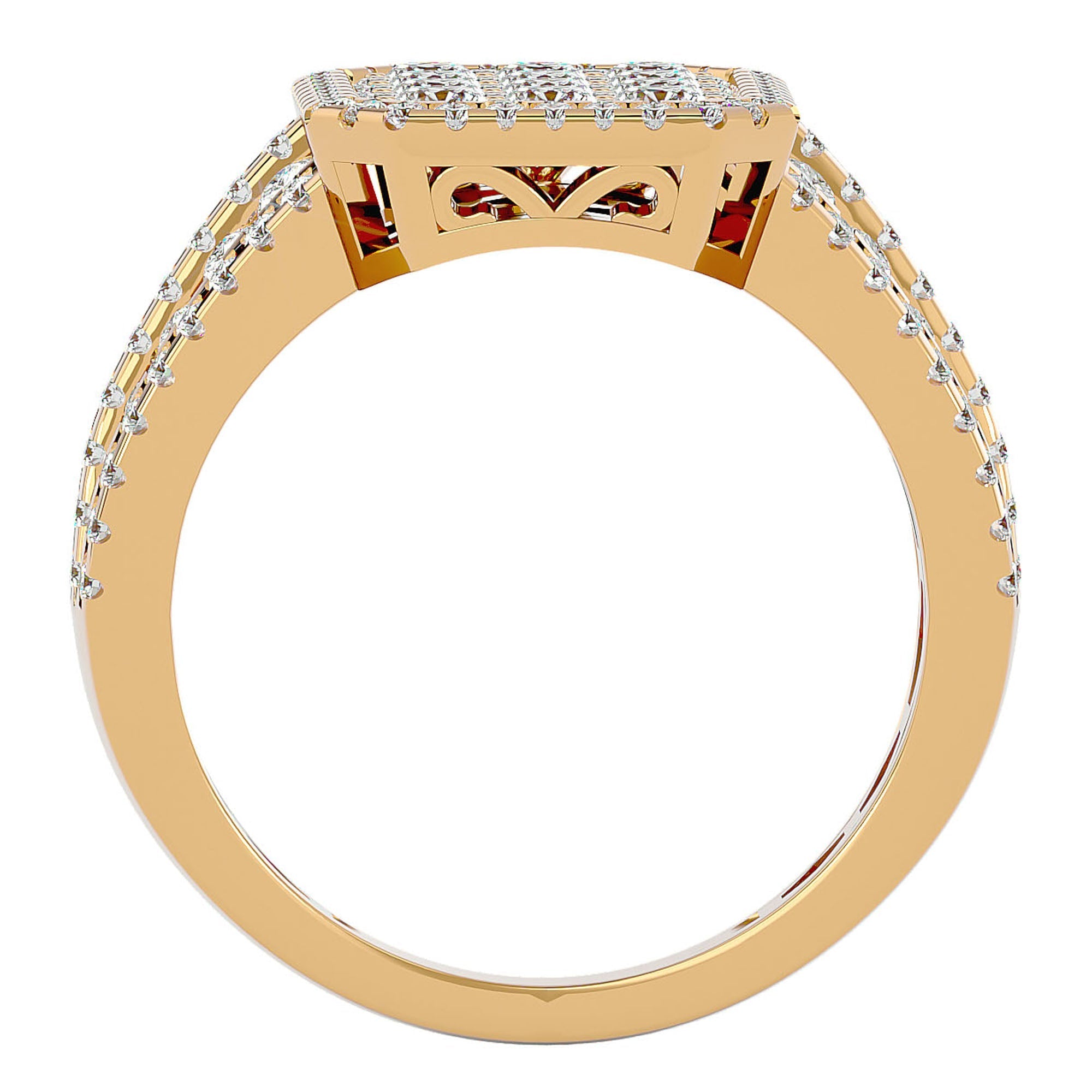 Inel Nobil din Aur 14k cu Diamante Create în Laborator Pavé de 1.53 ct din 14k Aur Galben - Castelo.ro