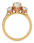 Inel de Logodnă cu Trei Moissanite Pavè de 1.80 ct din 18k Aur Galben - Castelo.ro