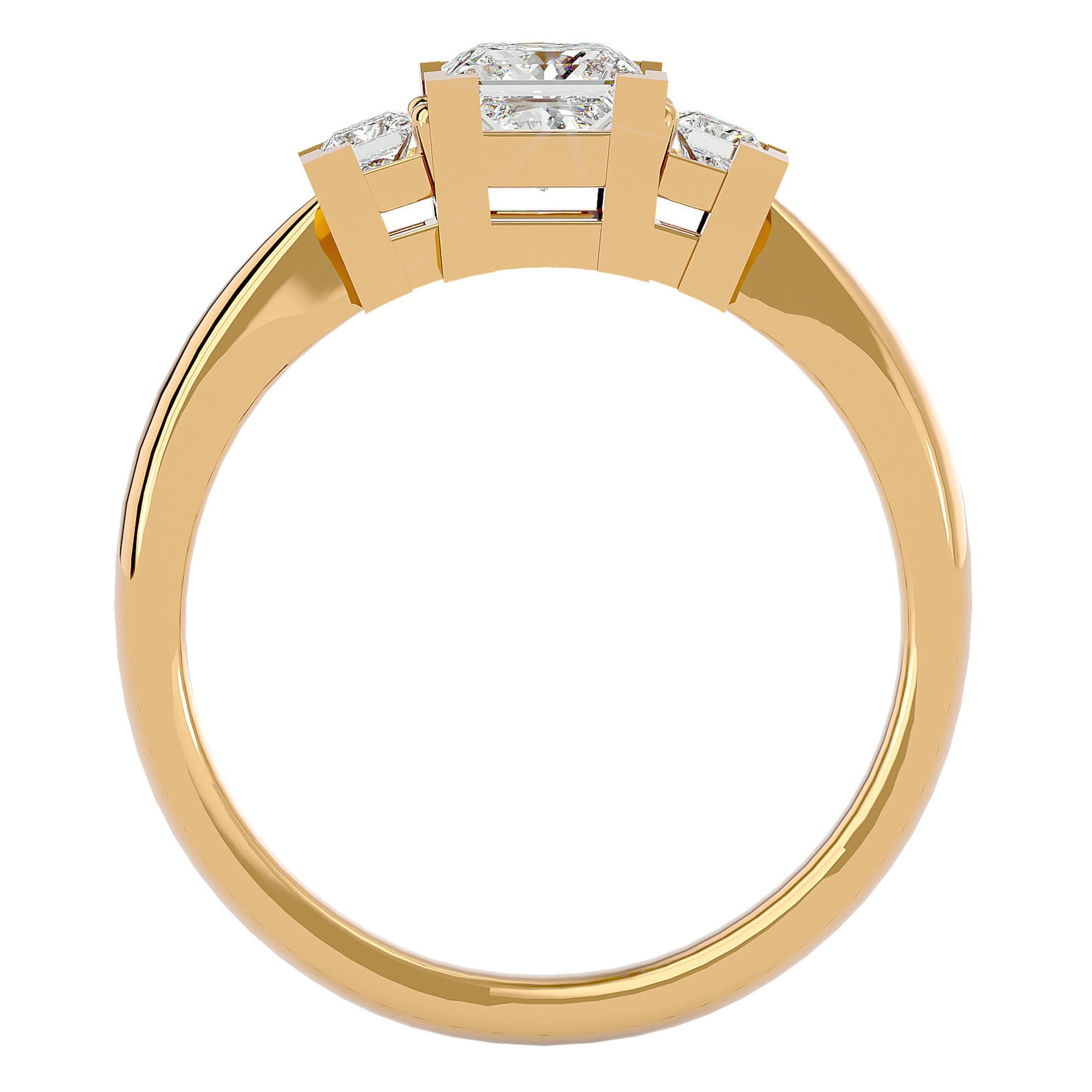 Inel de Logodnă Cu Trei Moissanite Tăietură Prințesă de 1.00 ct din 18k Aur Galben - Castelo.ro