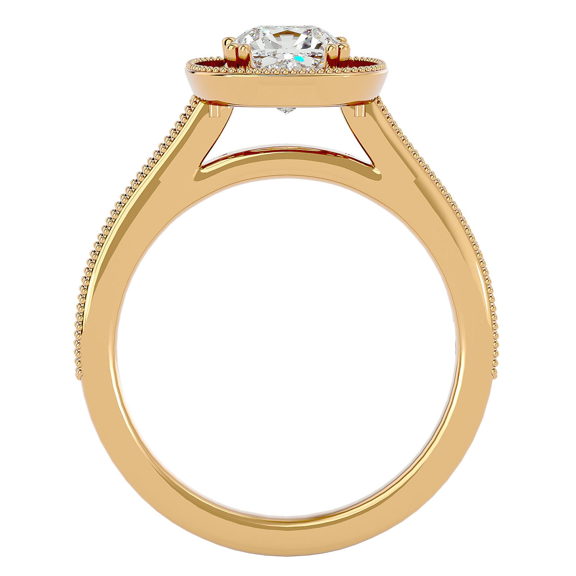 Inel de Logodnă Halo Pavé din Aur 14k cu Diamante Create în Laborator de 1.92 ct din 18k Aur Galben - Castelo.ro