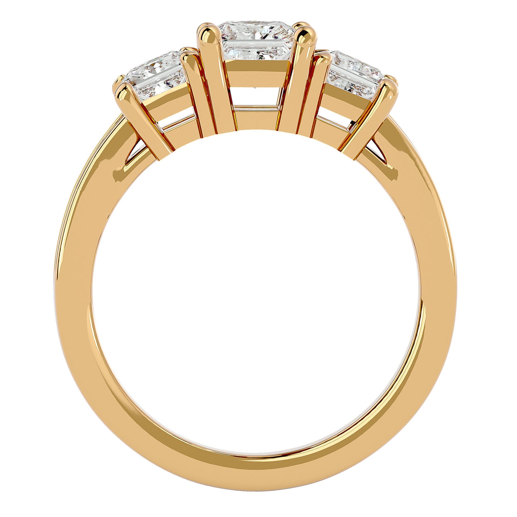 Inel de Logodnă Trei Diamante Naturale Pavè de 2.20 ct din 18k Aur Galben - Castelo.ro