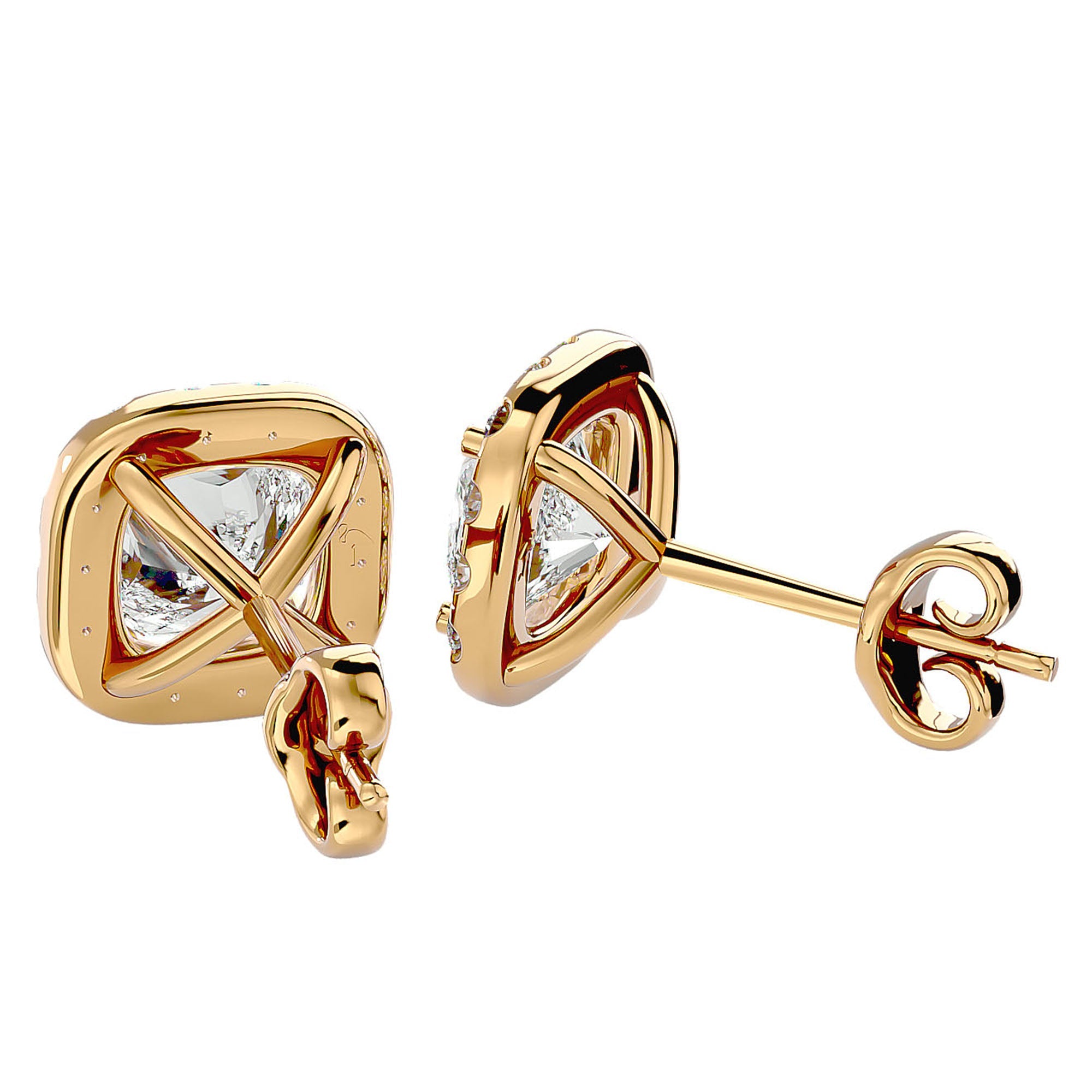 Cercei Stud Cu Moissanite de 2.06 ct din 18k Aur Galben - Castelo.ro