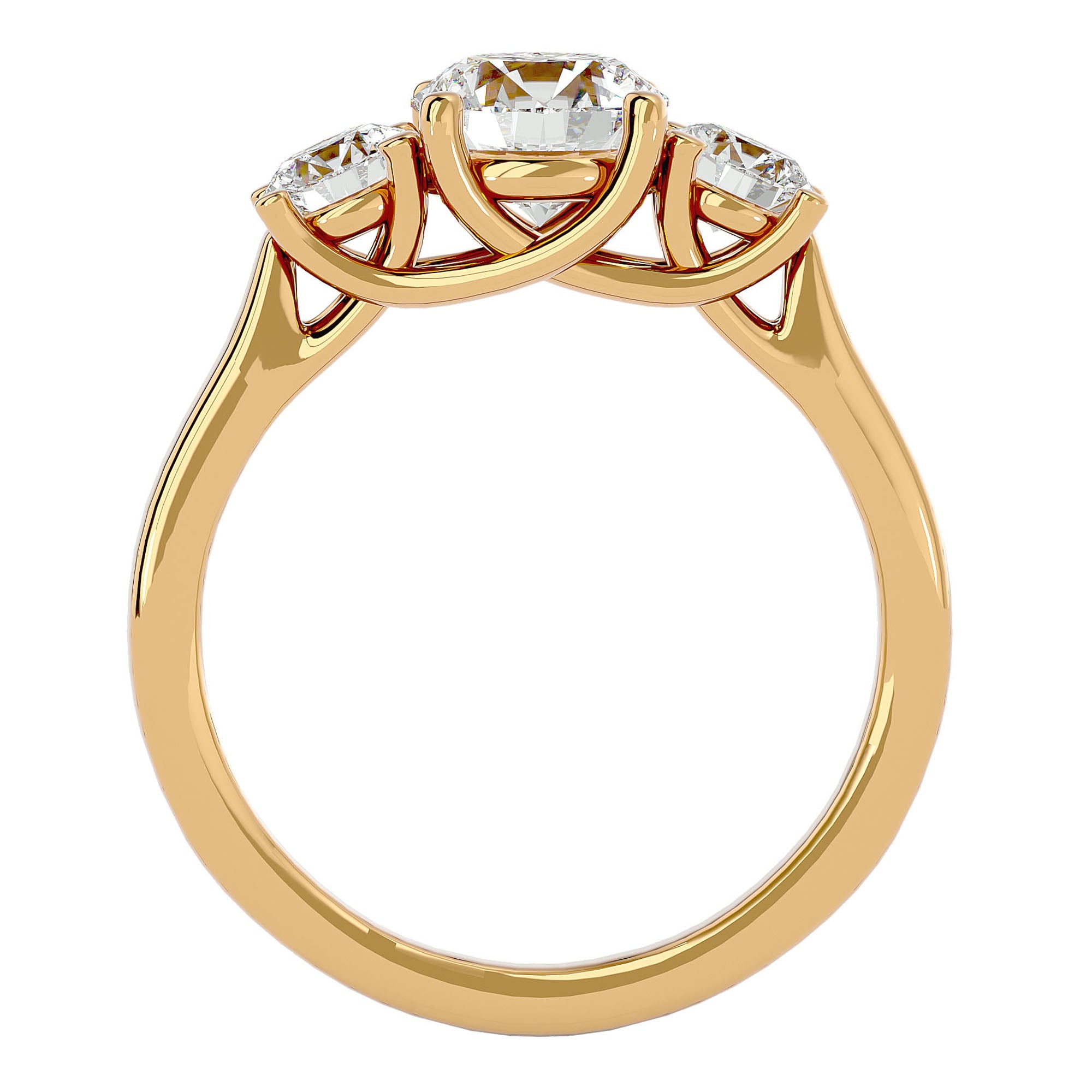 Inel de Logodnă Renée din Aur 14k cu Trei Diamante Naturale de 1.95 ct din 14k Aur Galben - Castelo.ro