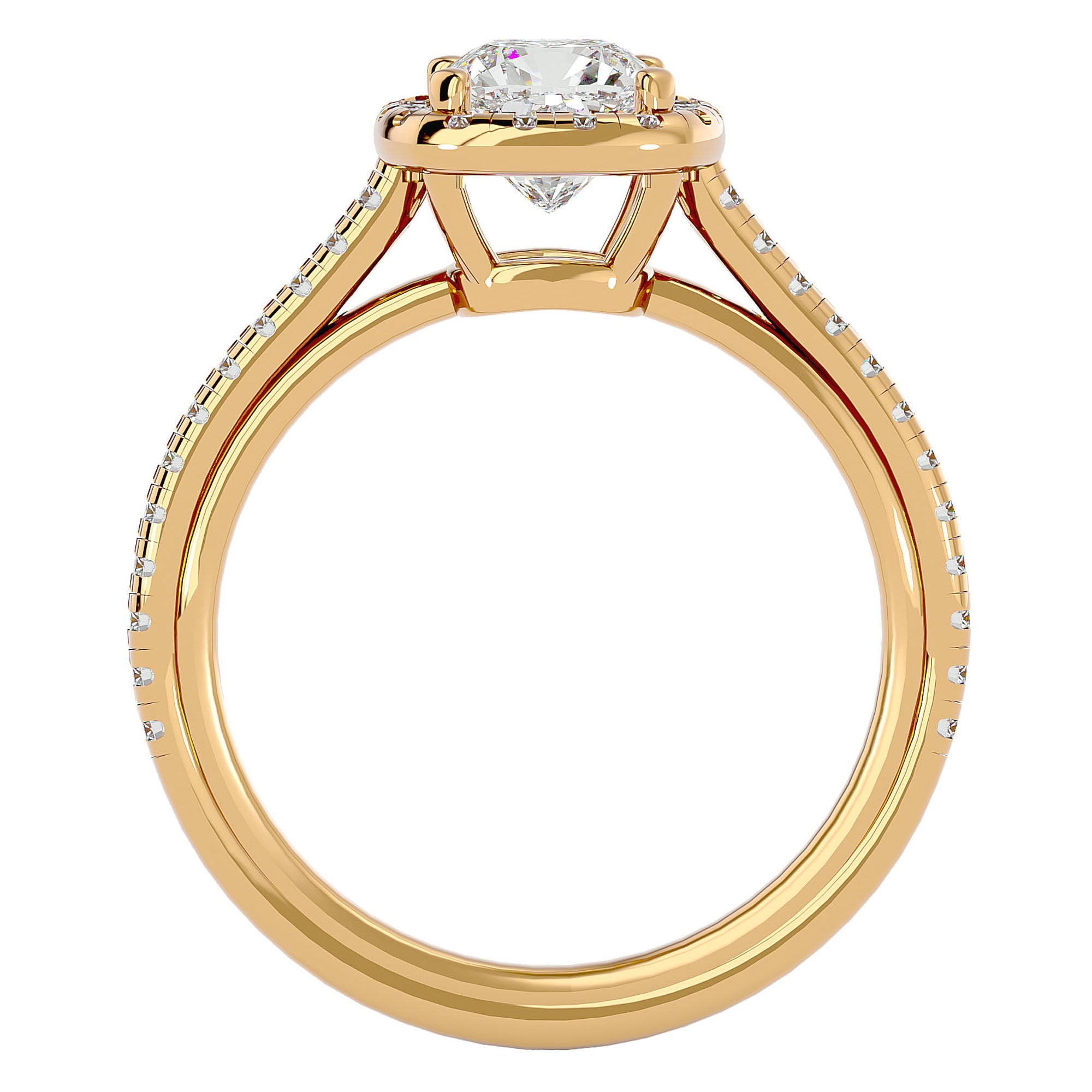 Inel de Logodnă Halo Pavé din Aur 14k cu Diamante Naturale de 1.79 ct din 14k Aur Galben - Castelo.ro