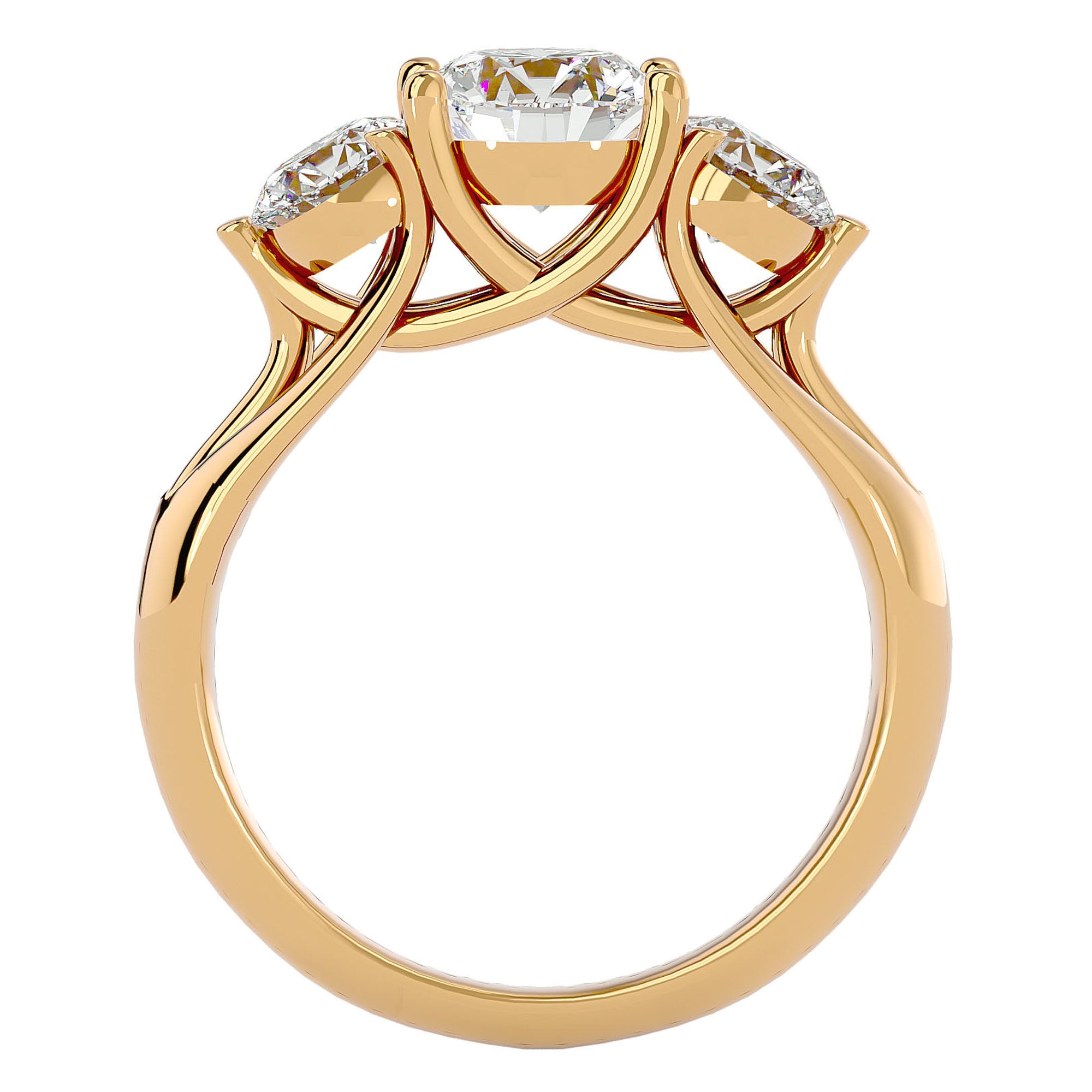 Inel de Logodnă cu Trei Moissanite de 2.22 ct din 18k Aur Galben - Castelo.ro
