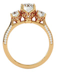 Inel de Logodnă din Aur 14k cu Trei Diamante Create în Laborator Solitaire Pavè de 1.90 ct din 14k Aur Galben - Castelo.ro