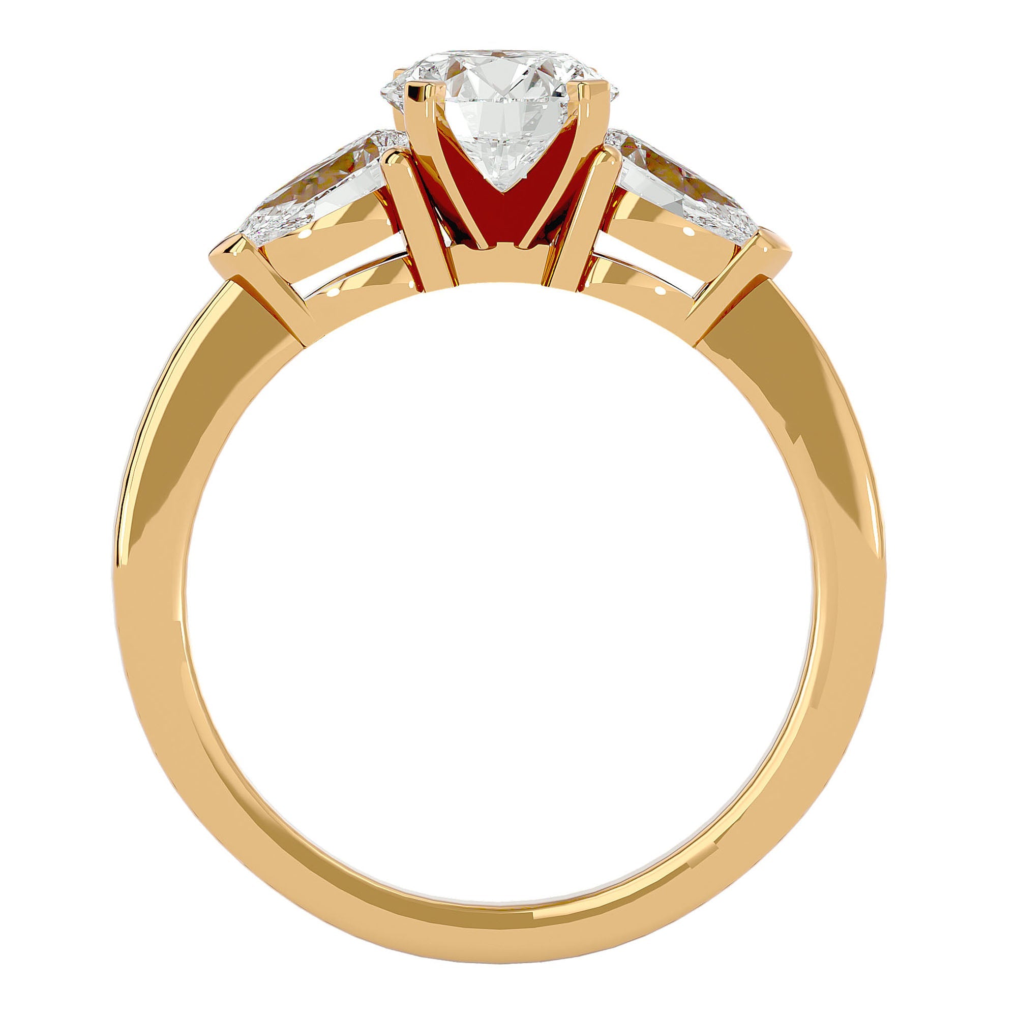 Inel de Logodnă Hélène cu Trei Diamante Naturale de 2.18 ct din 18k Aur Galben - Castelo.ro