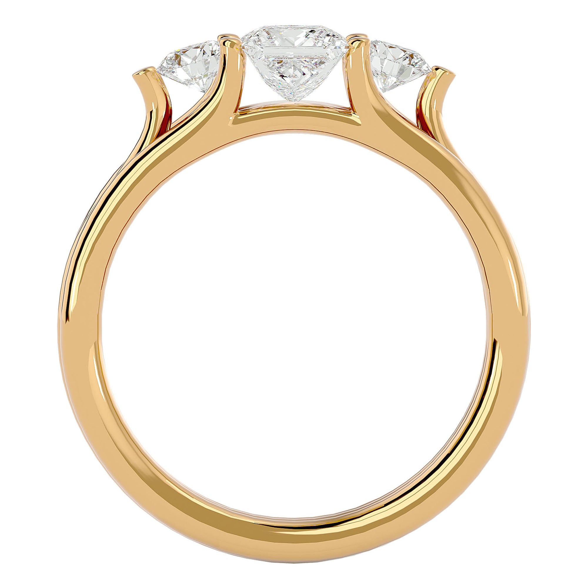 Inel Triplu de Logodnă Cu Trei Moissanite de 0.96 ct din 18k Aur Galben - Castelo.ro