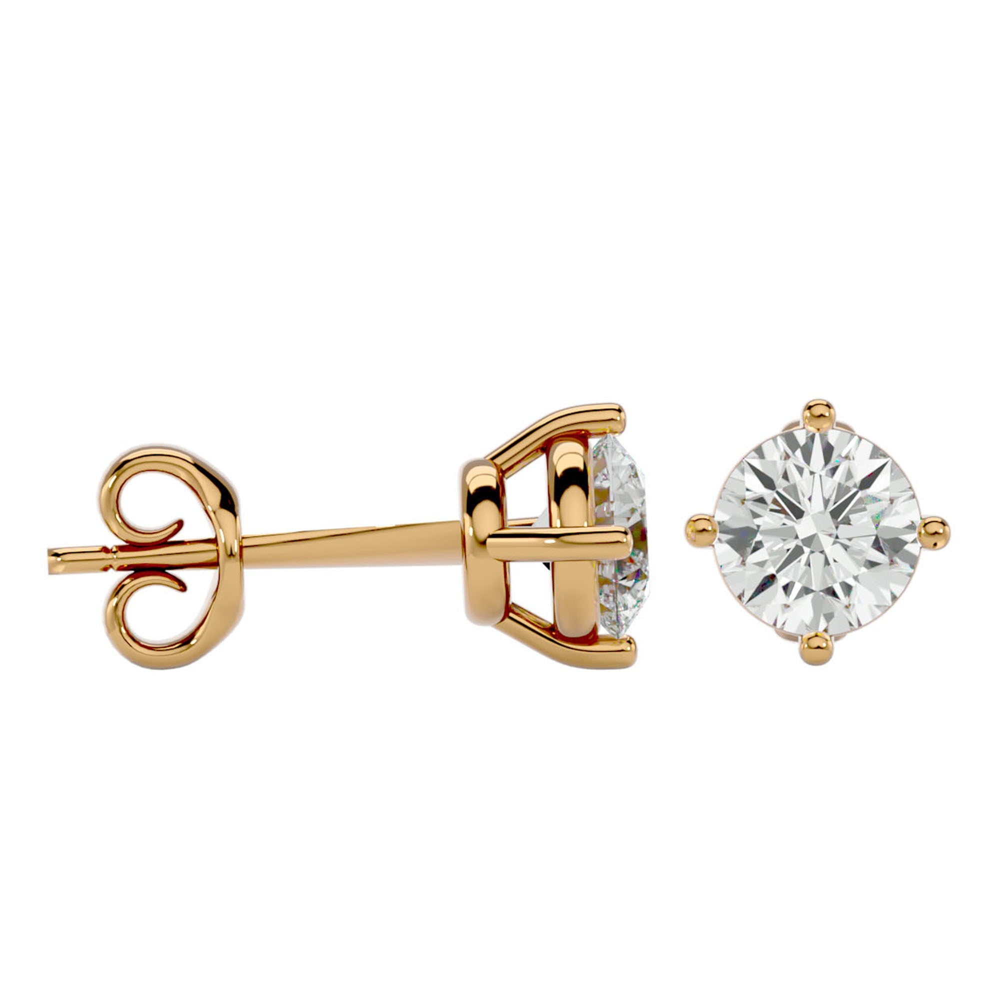 Cercei Stud Cu Diamante Naturale Tăietură Rotundă Briliantă de 1.05 ct din 18k Aur Galben - Castelo.ro