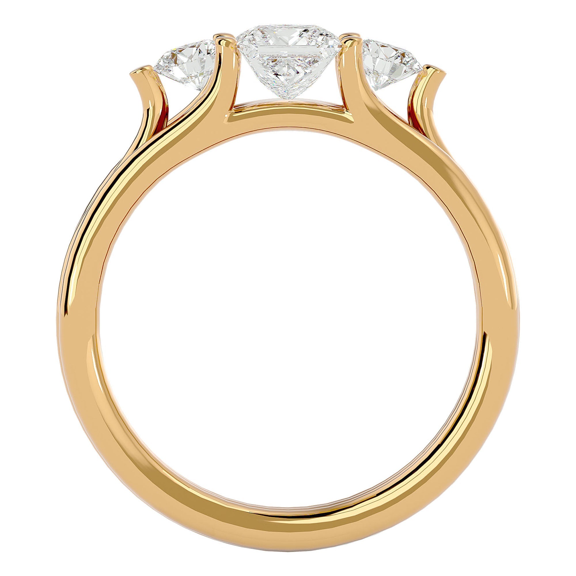 Inel Triplu de Logodnă din Aur 14k Cu Trei Diamante Create în Laborator de 0.96 ct din 14k Aur Galben - Castelo.ro