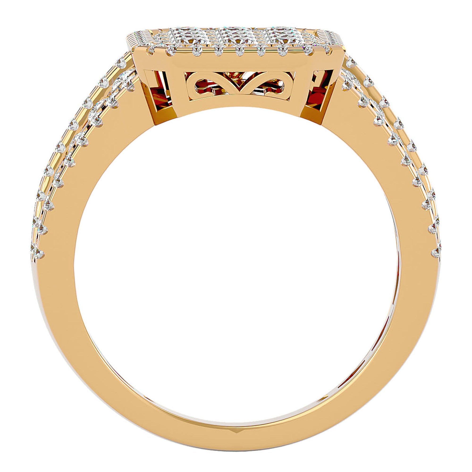 Inel Nobil cu Diamante Naturale Pavé de 1.53 ct din 18k Aur Galben - Castelo.ro