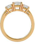 Inel de Logodnă din Aur 14k Trei Diamante Create în Laborator Pavè de 2.20 ct din 14k Aur Galben - Castelo.ro