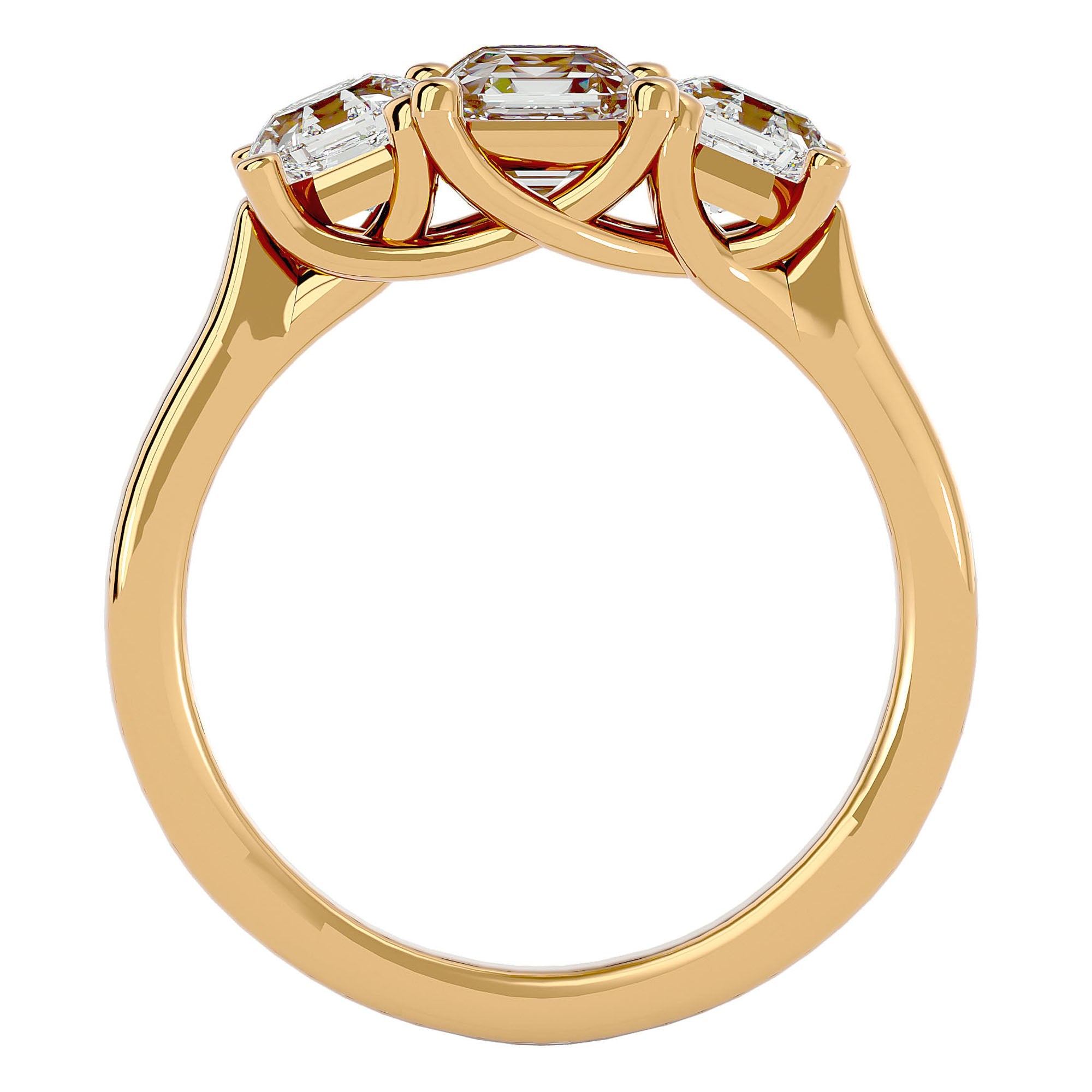 Inel de Logodnă din Aur 14k cu Trei Diamante Naturale de 2.20 ct din 14k Aur Galben - Castelo.ro