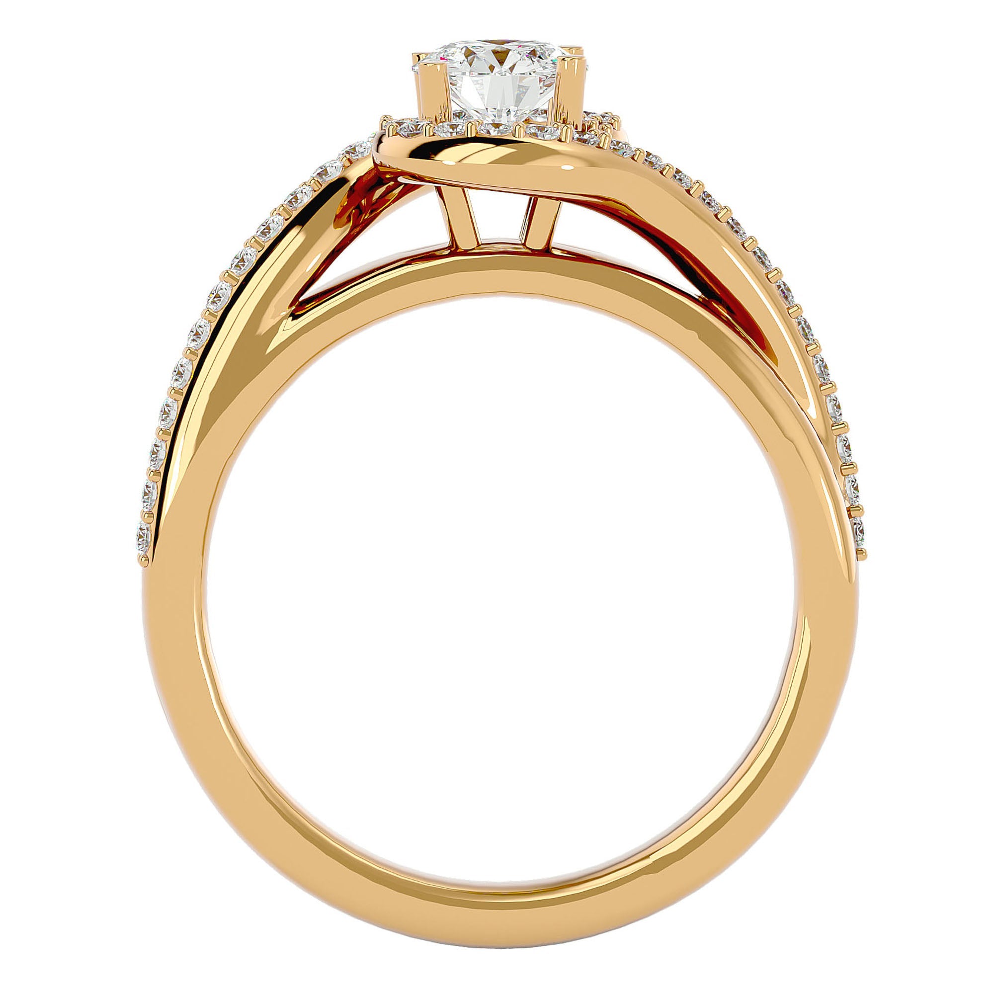 Inel de Logodnă din Aur 14k cu Diamante Naturale Pavé în Spirală Eternă de 0.61 ct din 14k Aur Galben - Castelo.ro