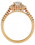 Inel de Logodnă cu Diamante Create în Laborator Brilliant Duo Halo Pavé de 0.86 ct din 18k Aur Galben - Castelo.ro