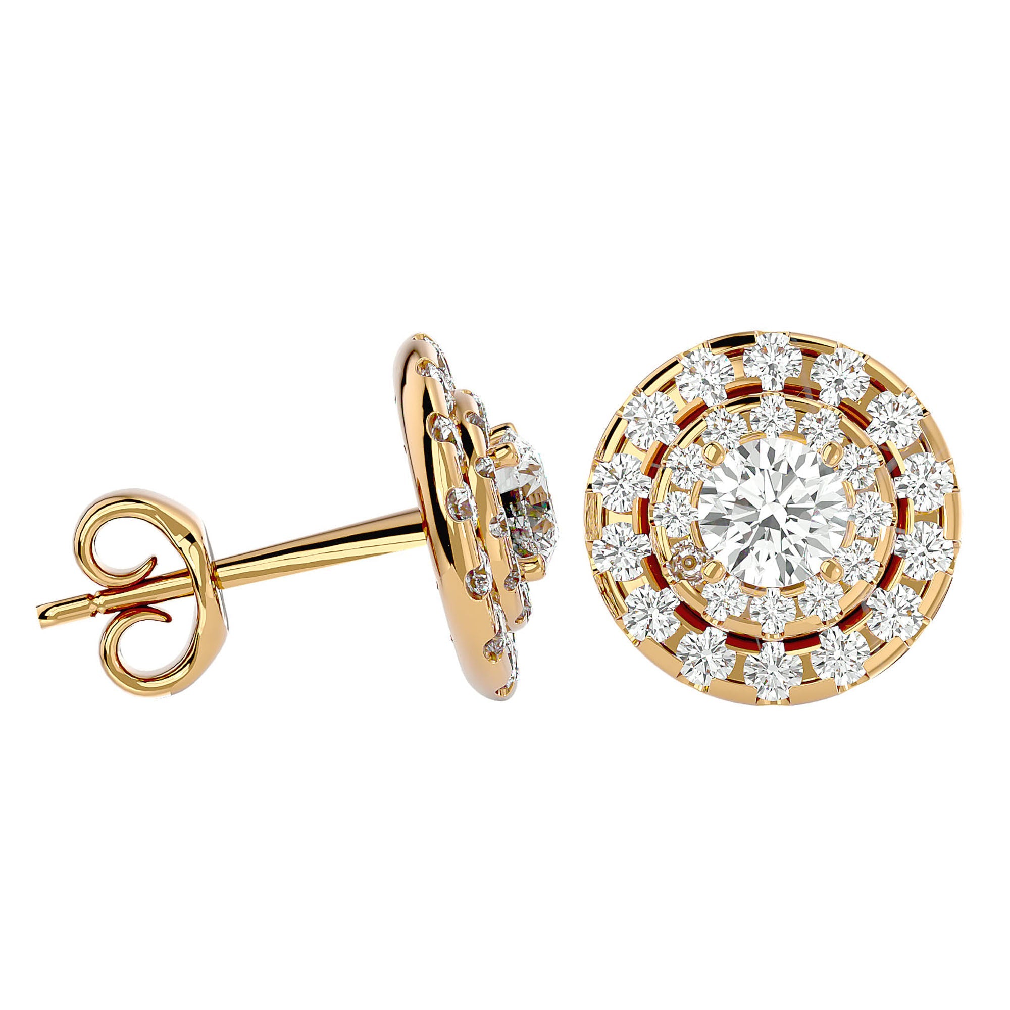 Cercei Halo Distins Cu Moissanite de 1.97 ct din 18k Aur Galben - Castelo.ro