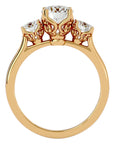 Inel de Logodnă din Aur 14k cu Trei Moissanite Solitaire Pavè de 1.80 ct din 14k Aur Galben - Castelo.ro