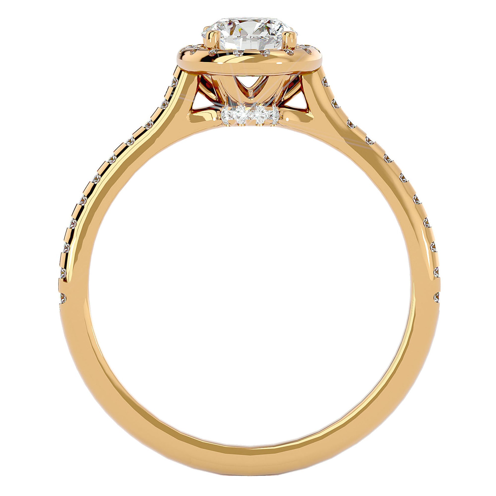 Inel de Logodnă Talisman din Aur 14k cu Moissanite Halo Pavé de 0.89 ct din 14k Aur Galben - Castelo.ro