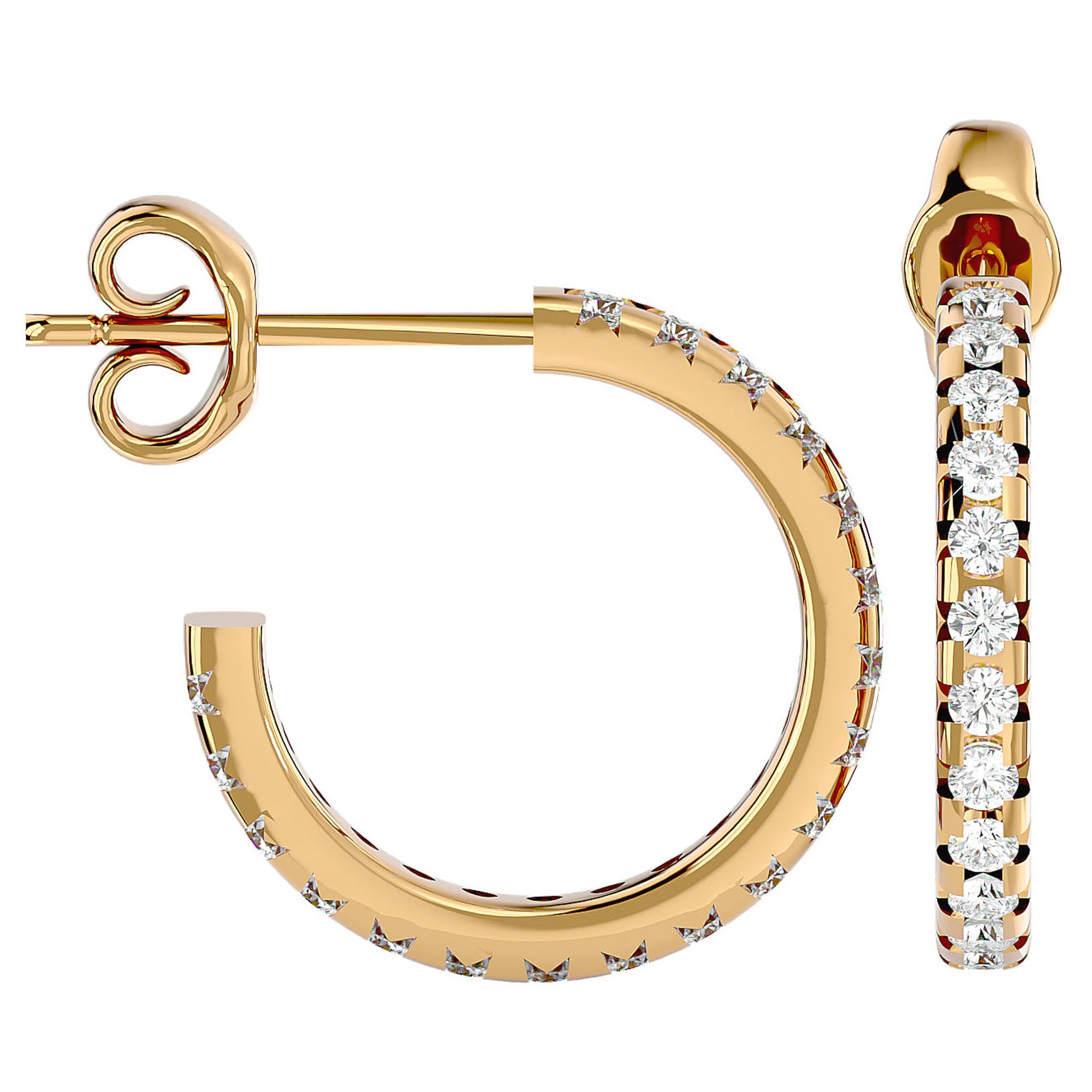 Cercei Hoop din Aur 14k Cu Diamante Naturale de 0.70 ct din 14k Aur Galben - Castelo.ro