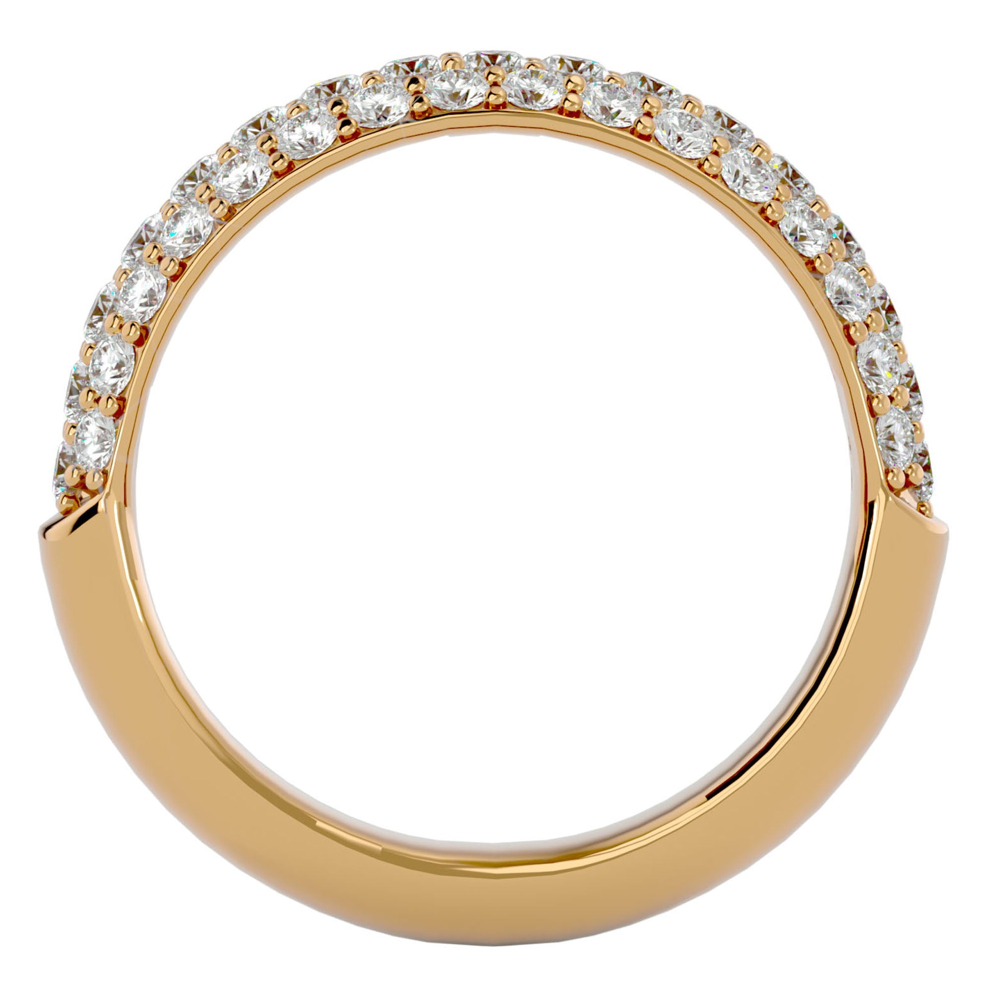 Inel Triplu Micro Pavé cu Moissanite de 0.90 ct din 18k Aur Galben - Castelo.ro