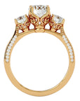 Inel de Logodnă cu Trei Moissanite Solitaire Pavè de 1.90 ct din 18k Aur Galben - Castelo.ro