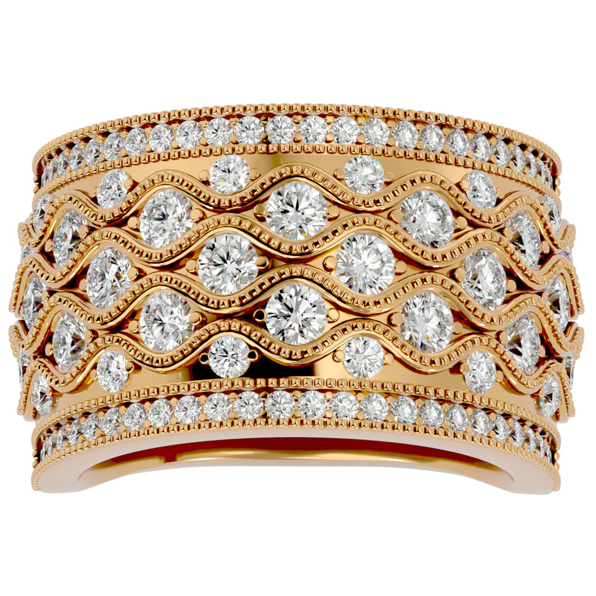 Inel Regal Vintage din Aur 14k cu Diamante Naturale de 1.73 ct din 14k Aur Galben - Castelo.ro
