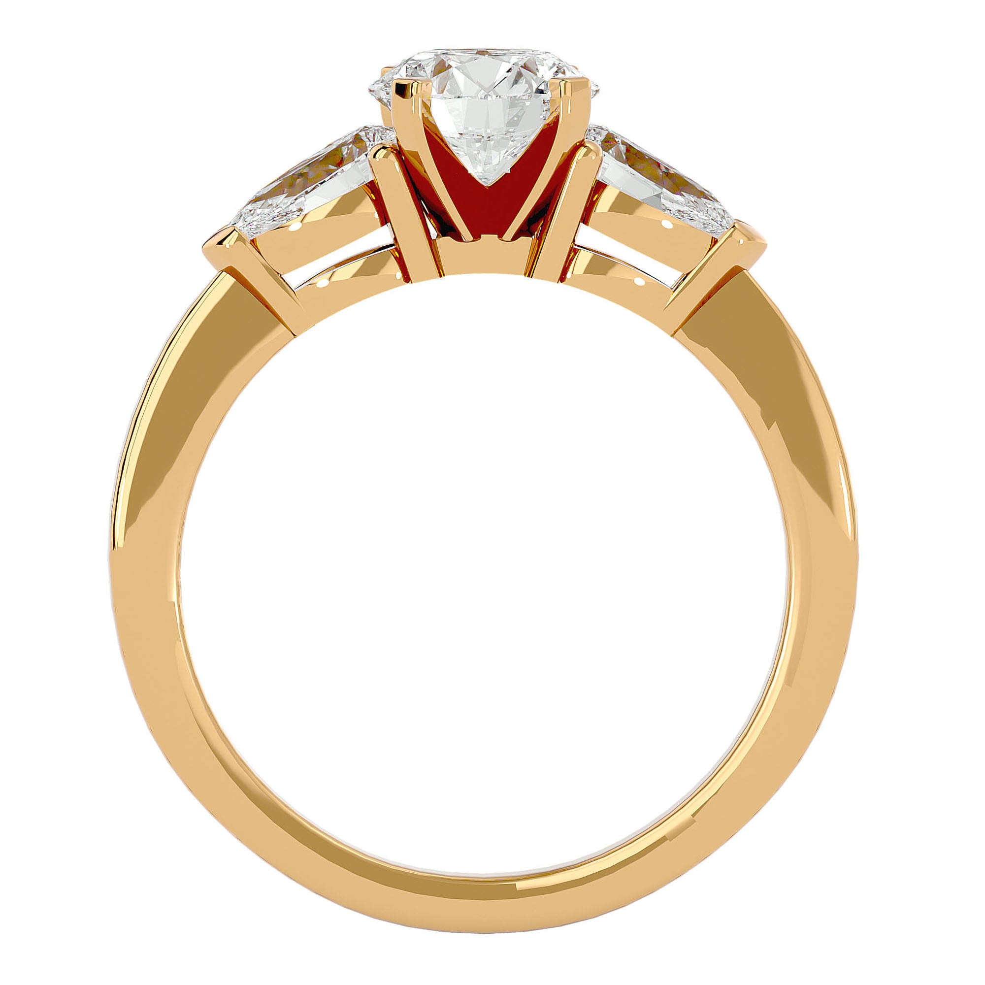 Inel de Logodnă Hélène cu Trei Moissanite de 2.18 ct din 18k Aur Galben - Castelo.ro