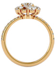 Inel de Logodnă Fleur cu Moissanite Halo Pavé de 1.64 ct din 18k Aur Galben - Castelo.ro