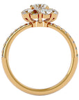 Inel de Logodnă Fleur cu Moissanite Halo Pavé de 1.64 ct din 18k Aur Galben - Castelo.ro