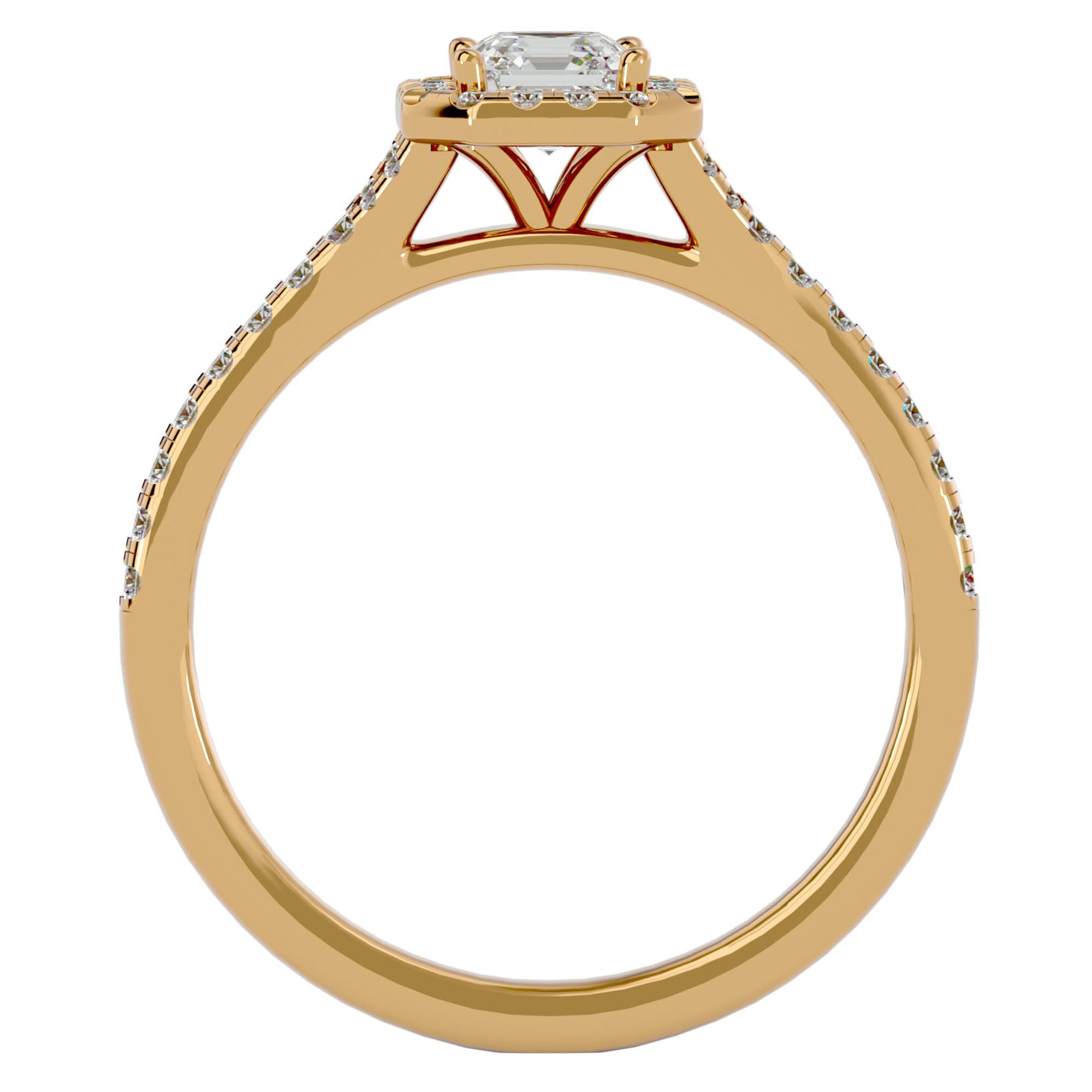Inel de Logodnă Retro Pavé din Aur 14k cu Diamante Naturale de 0.46 ct din 14k Aur Galben - Castelo.ro