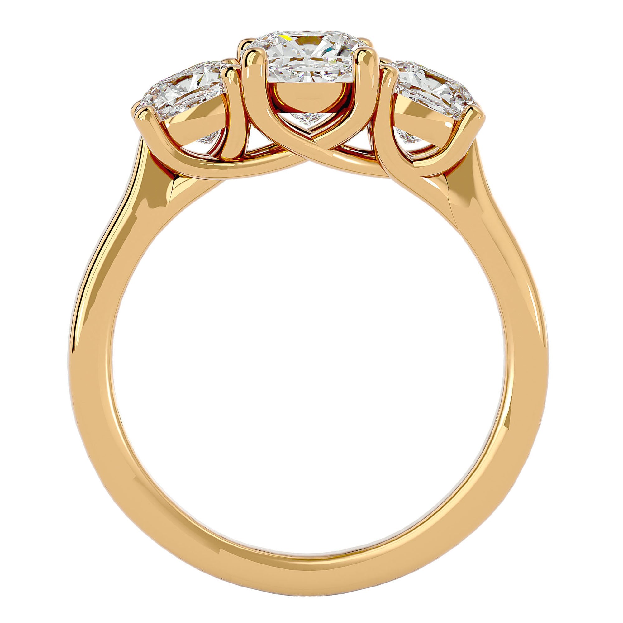 Inel de Logodnă Contessina din Aur 14k cu Trei Moissanite de 2.47 ct din 14k Aur Galben - Castelo.ro