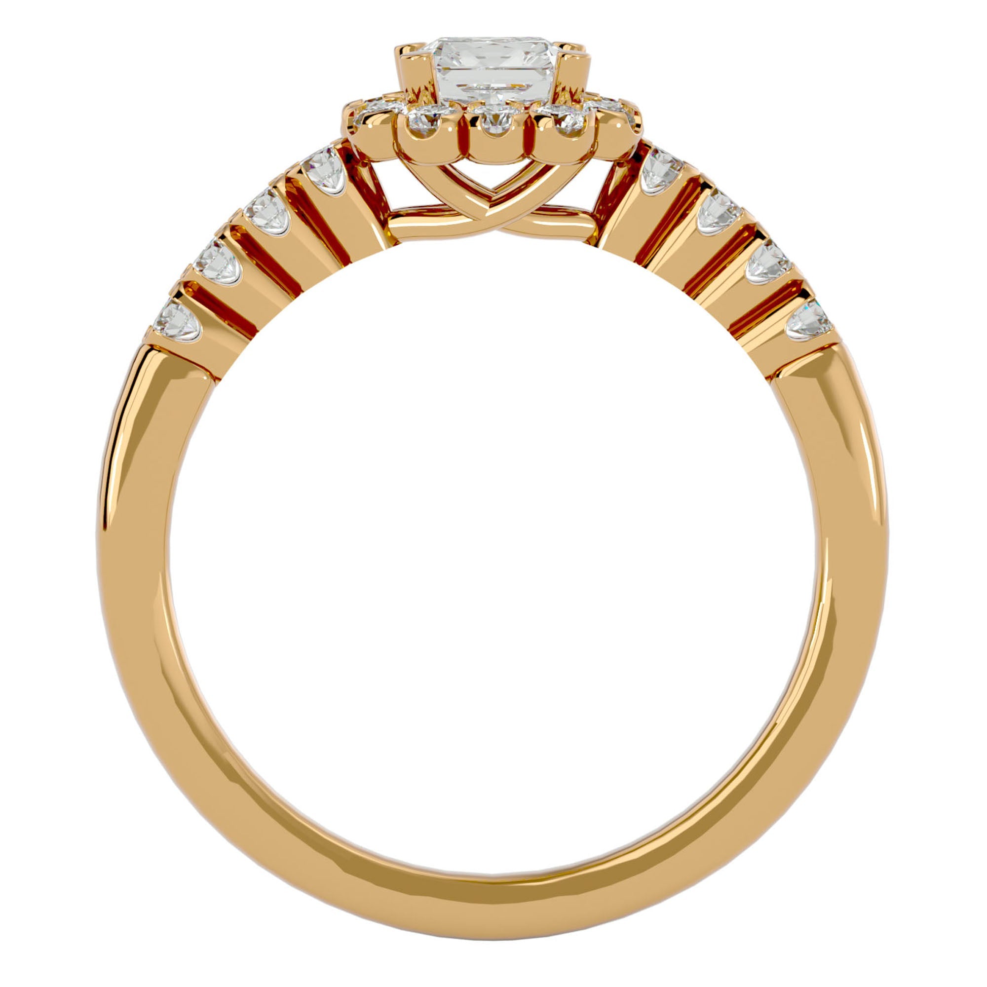 Inel de Logodnă Fleur Pavé cu Moissanite de 0.94 ct din 18k Aur Galben - Castelo.ro