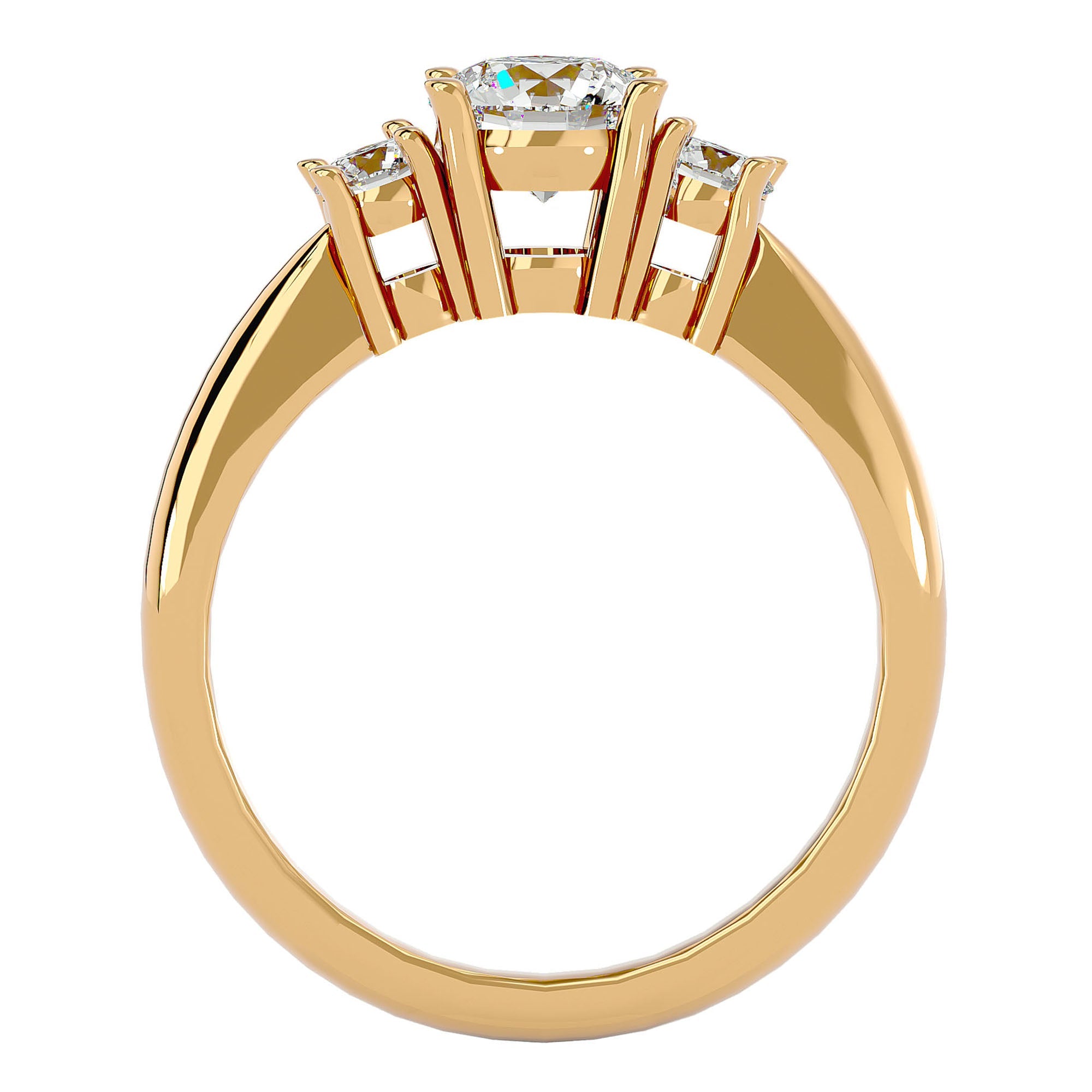 Inel de Logodnă cu Trei Diamante Naturale Pavè de 1.18 ct din 18k Aur Galben - Castelo.ro