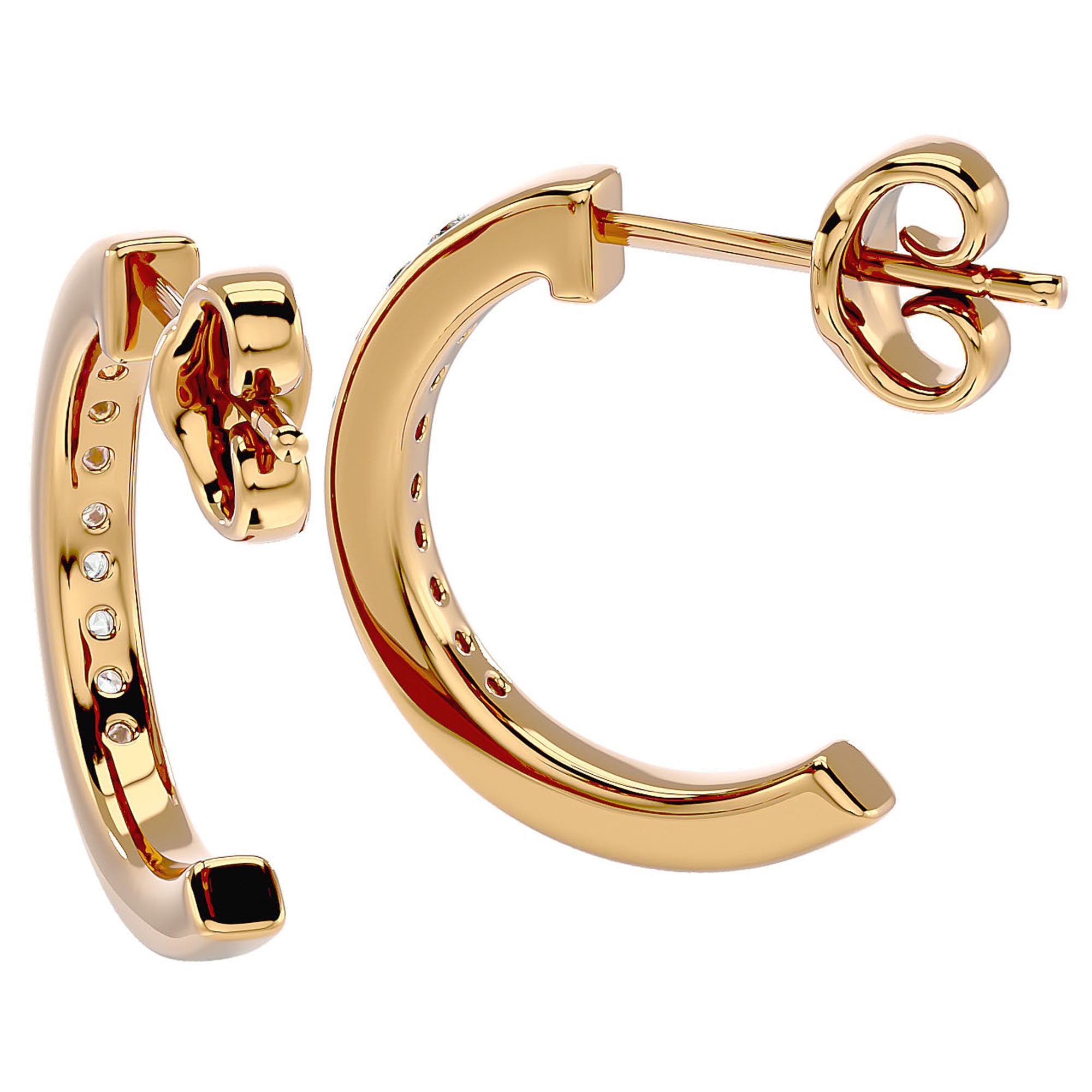 Cercei Hoop Vals din Aur 14k cu Diamante Naturale de 0.92 ct din 14k Aur Galben - Castelo.ro