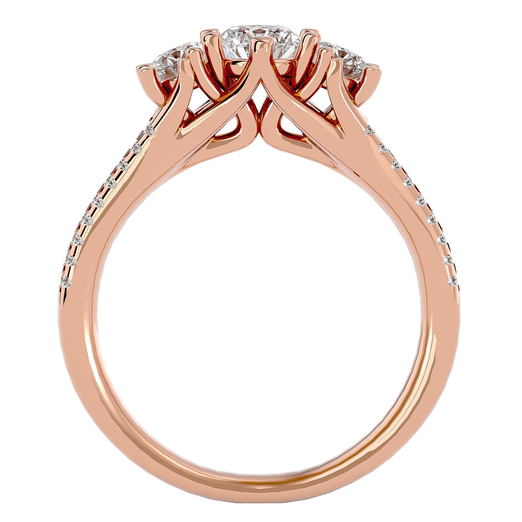 Inel de Logodnă Solitaire Pavè din Aur 14k cu Diamante Create în Laborator de 0.90 ct din 14k Aur Roz - Castelo.ro