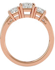 Inel de Logodnă Trei Diamante Create în Laborator Pavè de 2.20 ct din 18k Aur Roz - Castelo.ro