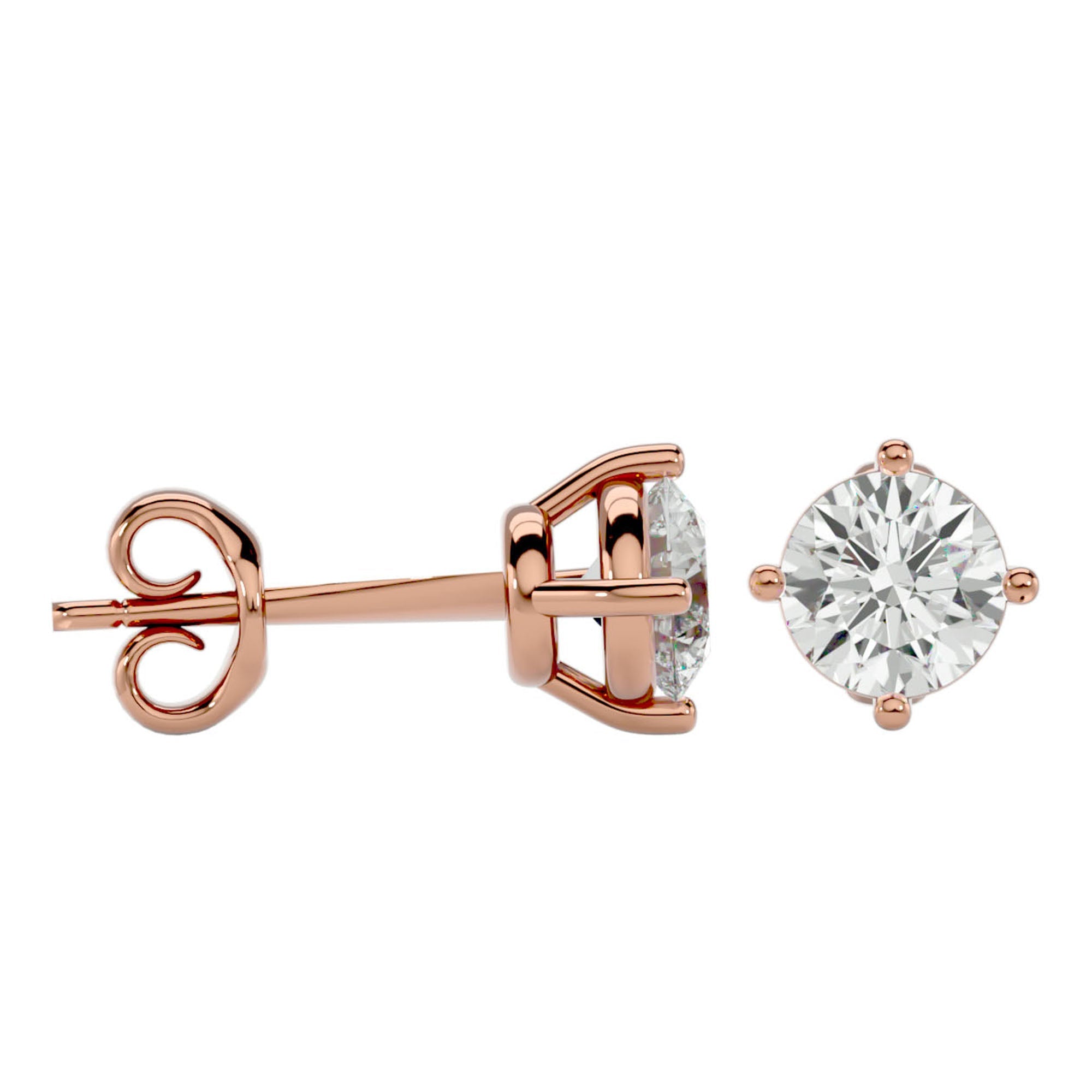 Cercei Stud Cu Diamante Naturale Tăietură Rotundă Briliantă de 1.05 ct din 18k Aur Roz - Castelo.ro
