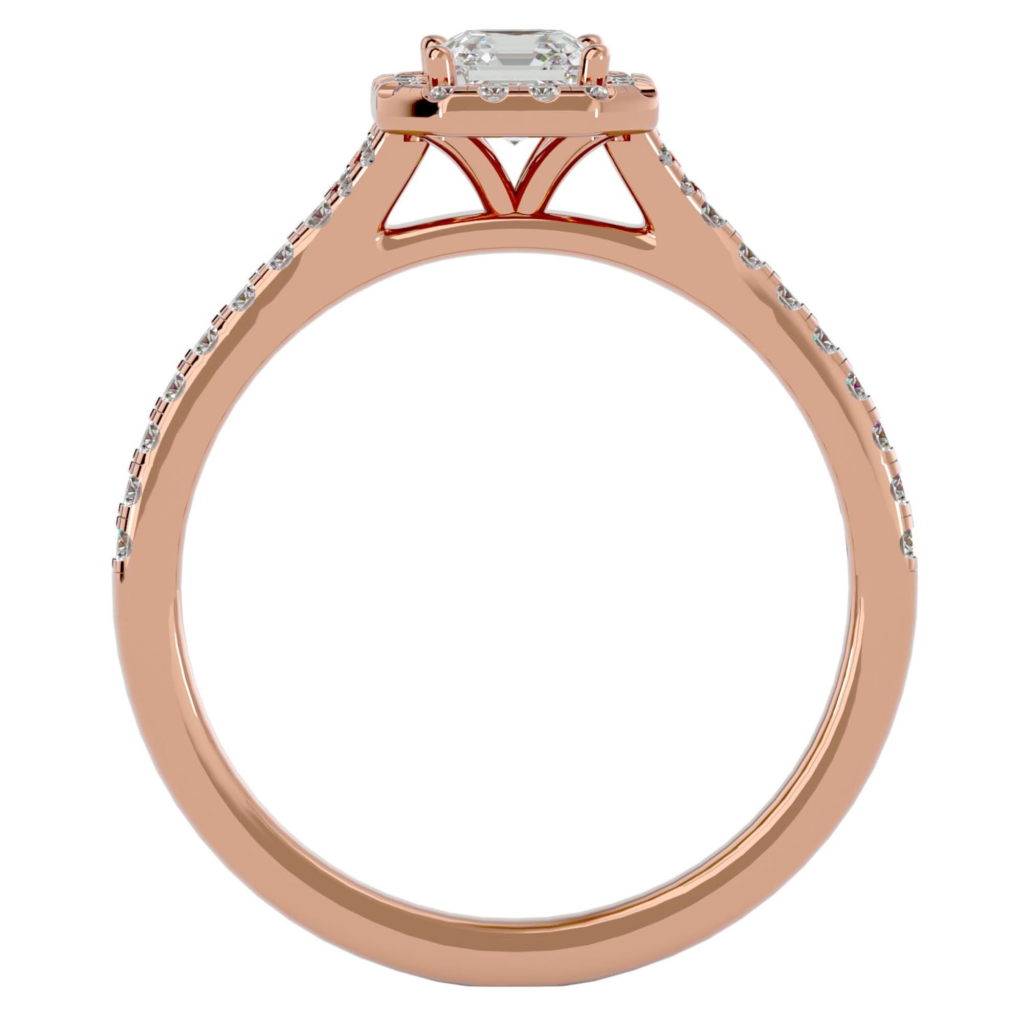 Inel de Logodnă Retro Pavé din Aur 14k cu Diamante Naturale de 0.46 ct din 14k Aur Roz - Castelo.ro