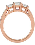 Inel de Logodnă din Aur 14k Trei Diamante Create în Laborator de 2.46 ct din 14k Aur Roz - Castelo.ro