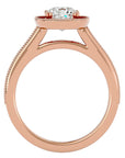 Inel de Logodnă Halo Pavé din Aur 14k cu Moissanite de 1.92 ct din 14k Aur Roz - Castelo.ro