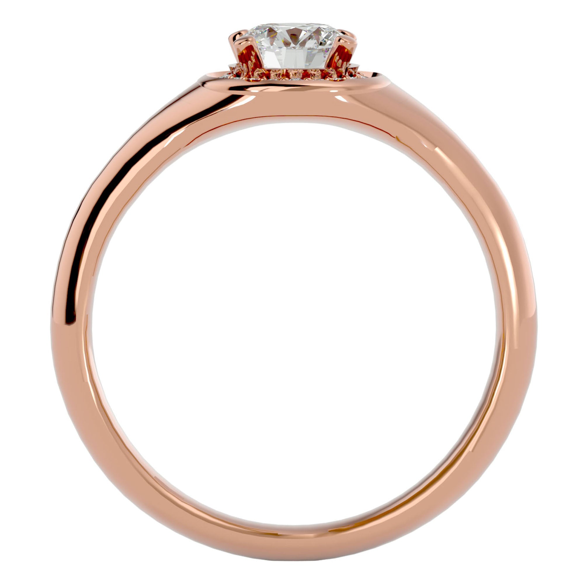 Inel de Logodnă Retro din Aur 14k cu Diamante Naturale Brilliant Halo de 0.54 ct din 14k Aur Roz - Castelo.ro