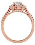 Inel de Logodnă din Aur 14k cu Diamante Create în Laborator Brilliant Duo Halo Pavé de 0.86 ct din 14k Aur Roz - Castelo.ro