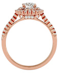Inel de Logodnă din Aur 14k cu Diamante Create în Laborator Brilliant Duo Halo Pavé de 0.86 ct din 14k Aur Roz - Castelo.ro