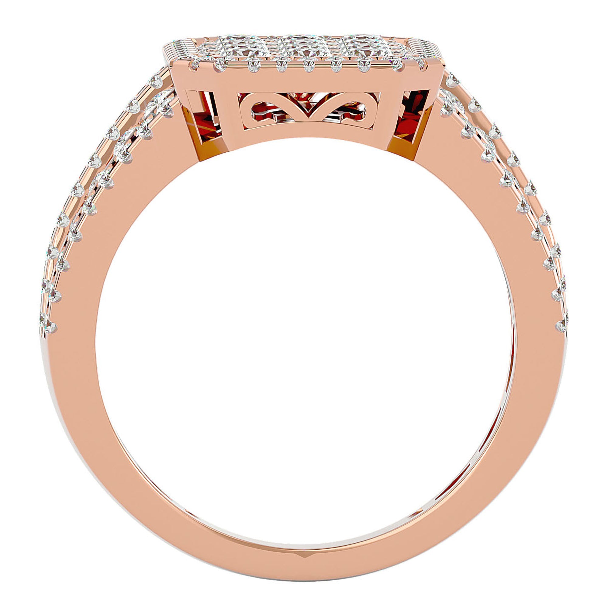 Inel Nobil cu Diamante Naturale Pavé de 1.53 ct din 18k Aur Roz - Castelo.ro