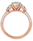 Inel de Logodnă din Aur 14k cu Trei Diamante Create în Laborator Pavè de 1.63 ct din 14k Aur Roz - Castelo.ro