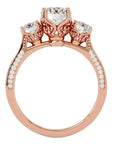 Inel de Logodnă din Aur 14k cu Trei Diamante Create în Laborator Solitaire Pavè de 1.90 ct din 14k Aur Roz - Castelo.ro