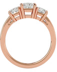 Inel de Logodnă din Aur 14k Trei Diamante Create în Laborator Pavè de 2.20 ct din 14k Aur Roz - Castelo.ro