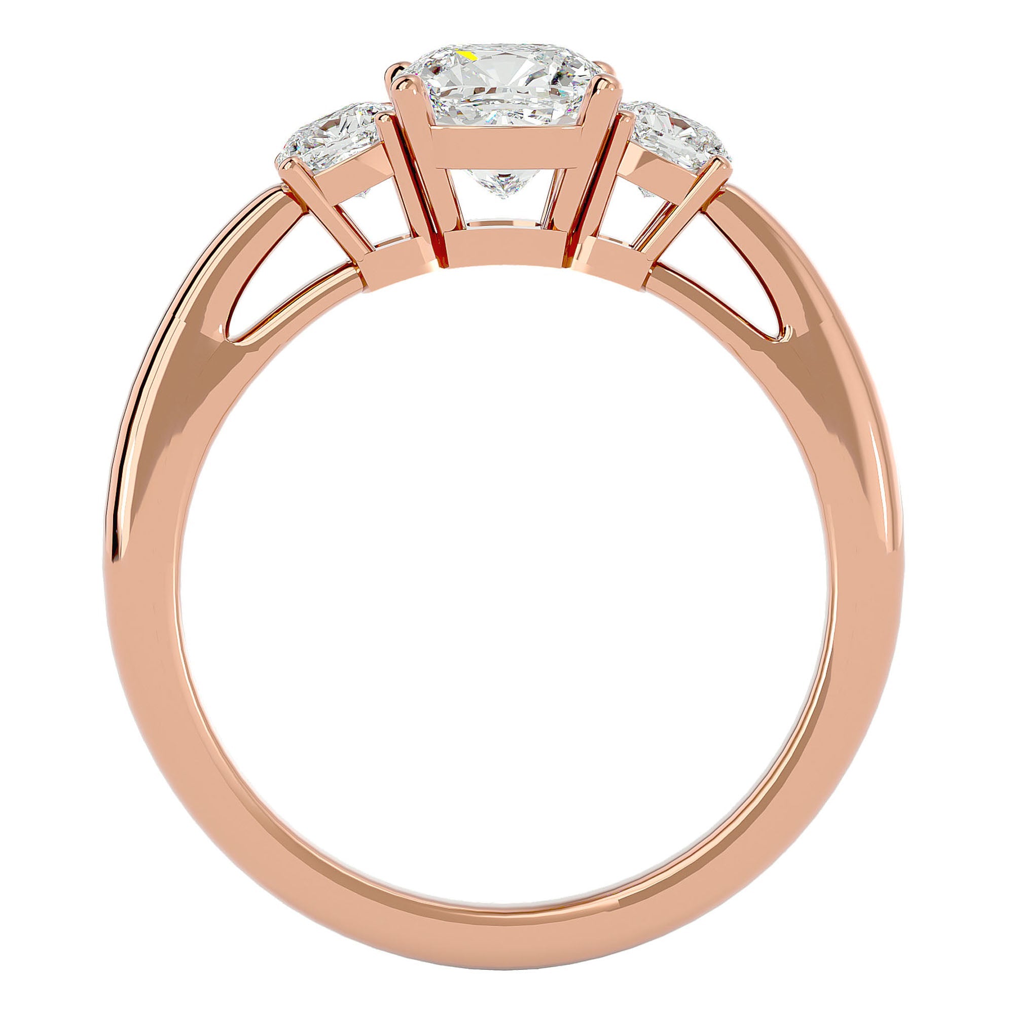 Inel de Logodnă Solitaire cu Trei Moissanite de 1.57 ct din 18k Aur Roz - Castelo.ro